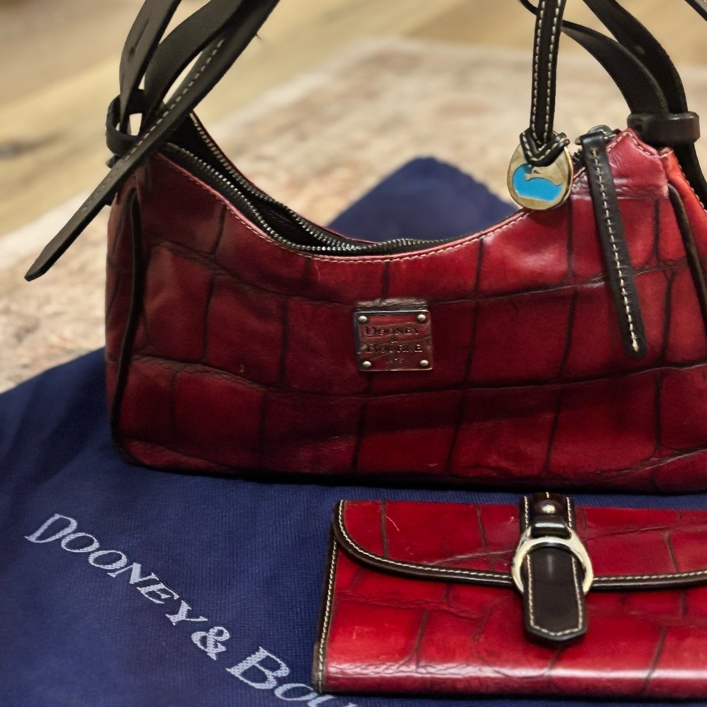 Dooney & Bourke Red Croc Embossed Purse and Wallet